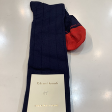 Load image into Gallery viewer, Navy Ribbed Sock, with red Toe.