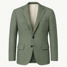 Load image into Gallery viewer, Green & Ivory Small houndstooth two button notch lapel jacket