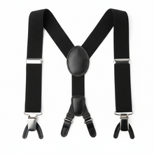 Load image into Gallery viewer, Black formal button inside trouser braces.
