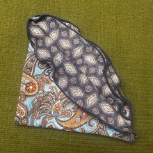 Load image into Gallery viewer, Blue Exploded Paisley Floret Neat Print 100% silk pocket round.
