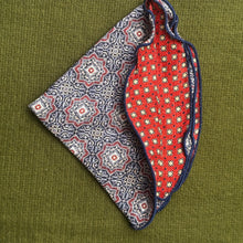 Load image into Gallery viewer, Denim Persian mini neat print, 100% silk reversible pocket round.
