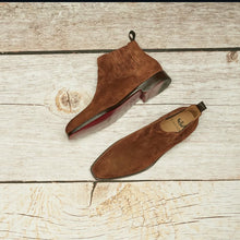 Load image into Gallery viewer, Chocolate suede Chelsea hand made boots by Castori

