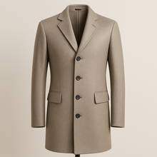 Load image into Gallery viewer, SILVER TAN COLORED FOUR BUTTON CASHMERE TOP COAT 
